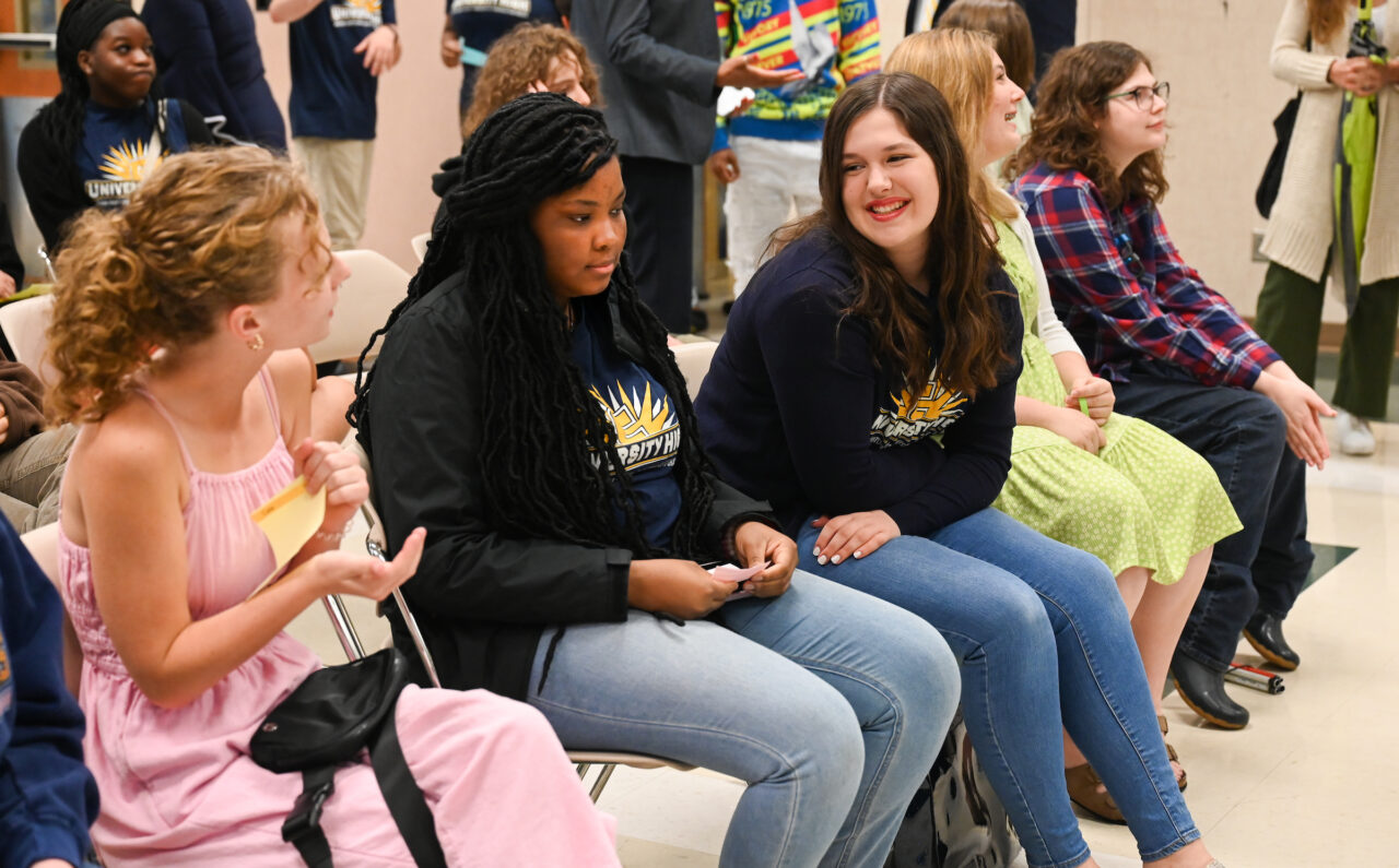 Students and their families attend the kickoff for University High on Thursday, April 27, 2023 in the Chattanooga Room.