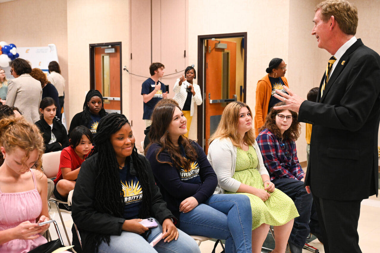 Students and their families attend the kickoff for University High on Thursday, April 27, 2023 in the Chattanooga Room.