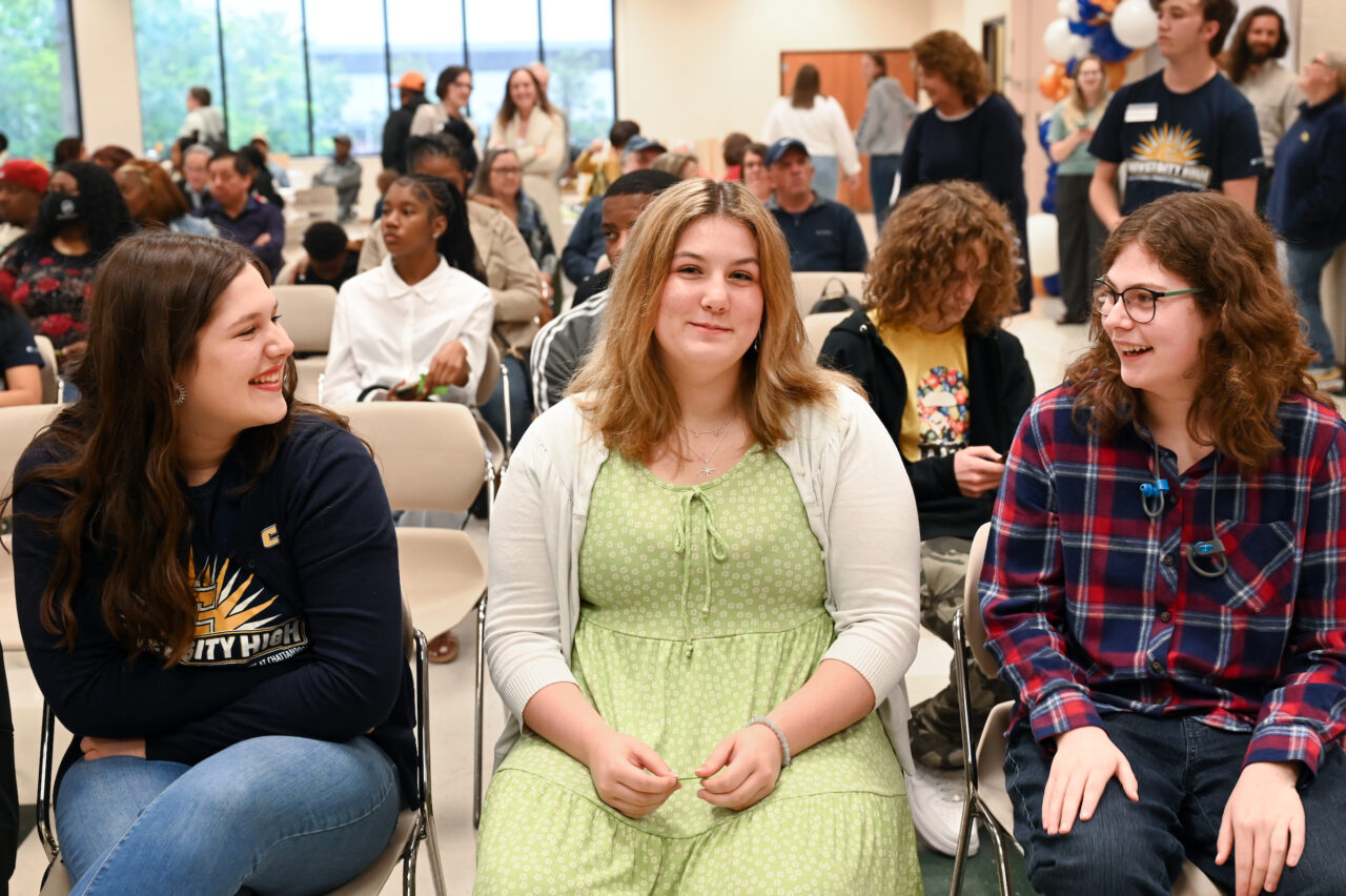 Students and their families attend the kickoff for University High on Thursday, April 27, 2023 in the Chattanooga Room.