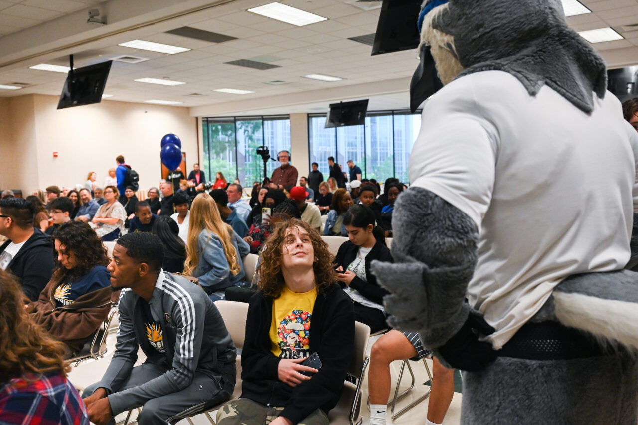 Students and their families attend the kickoff for University High on Thursday, April 27, 2023 in the Chattanooga Room.