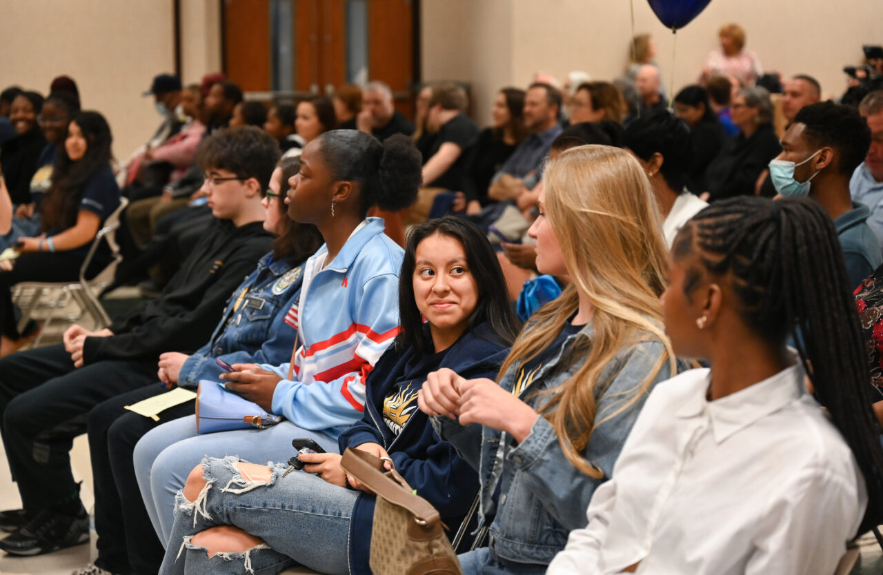 Students and their families attend the kickoff for University High on Thursday, April 27, 2023 in the Chattanooga Room.