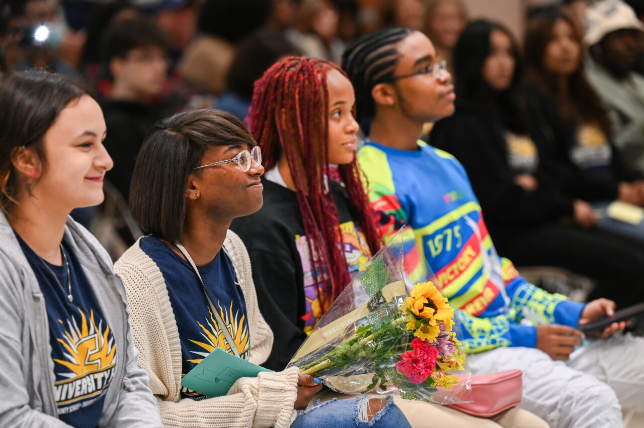 Students and their families attend the kickoff for University High on Thursday, April 27, 2023 in the Chattanooga Room.