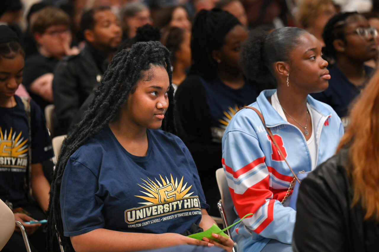 Students and their families attend the kickoff for University High on Thursday, April 27, 2023 in the Chattanooga Room.