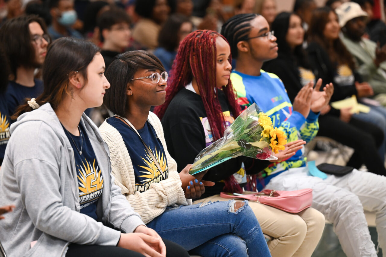 Students and their families attend the kickoff for University High on Thursday, April 27, 2023 in the Chattanooga Room.