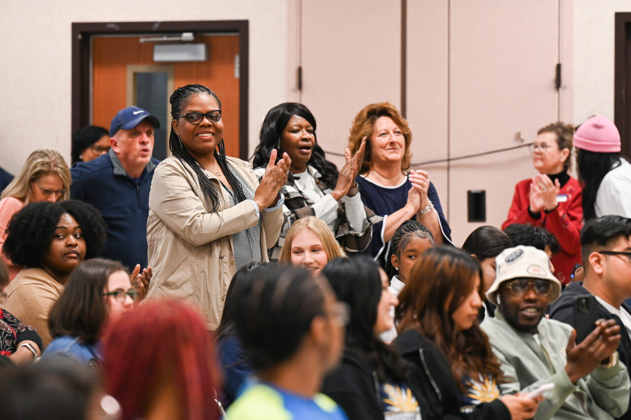 Students and their families attend the kickoff for University High on Thursday, April 27, 2023 in the Chattanooga Room.