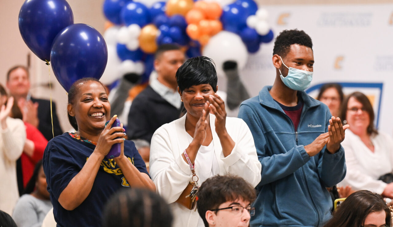Students and their families attend the kickoff for University High on Thursday, April 27, 2023 in the Chattanooga Room.