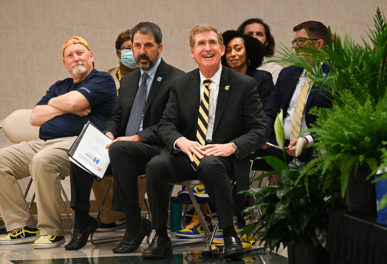Students and their families attend the kickoff for University High on Thursday, April 27, 2023 in the Chattanooga Room.