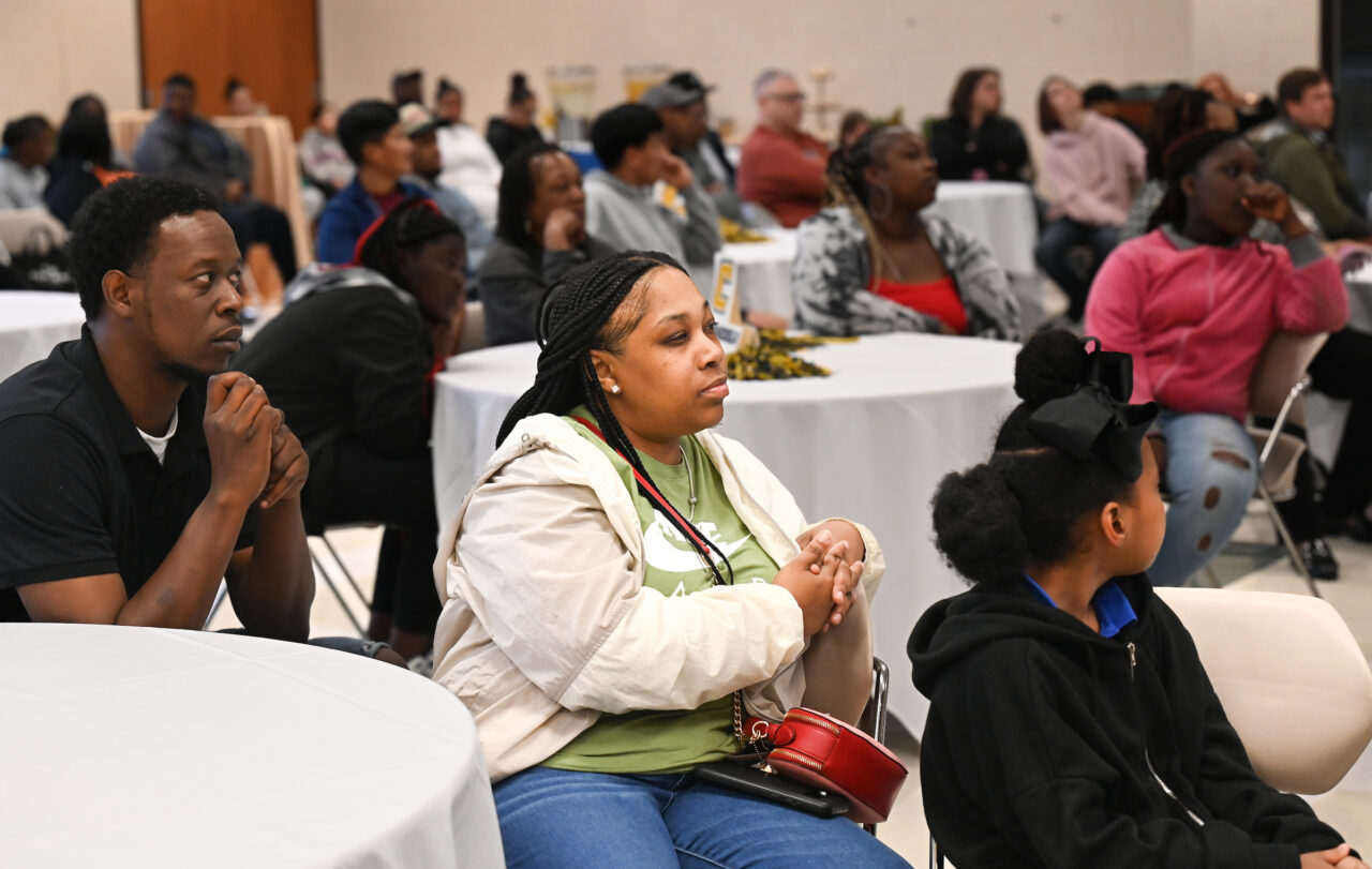Students and their families attend the kickoff for University High on Thursday, April 27, 2023 in the Chattanooga Room.