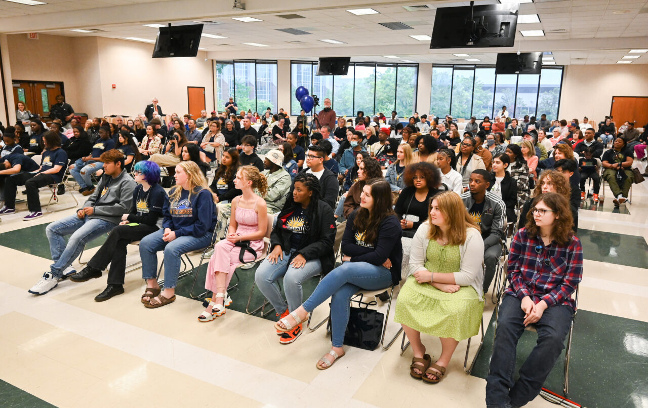 Students and their families attend the kickoff for University High on Thursday, April 27, 2023 in the Chattanooga Room.
