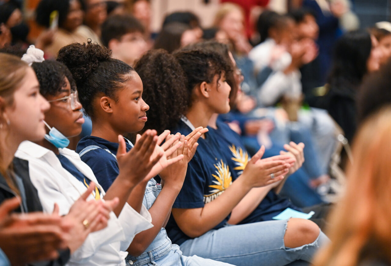 Students and their families attend the kickoff for University High on Thursday, April 27, 2023 in the Chattanooga Room.