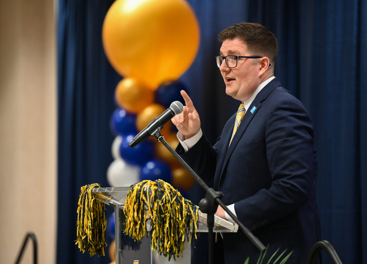 Students and their families attend the kickoff for University High on Thursday, April 27, 2023 in the Chattanooga Room.