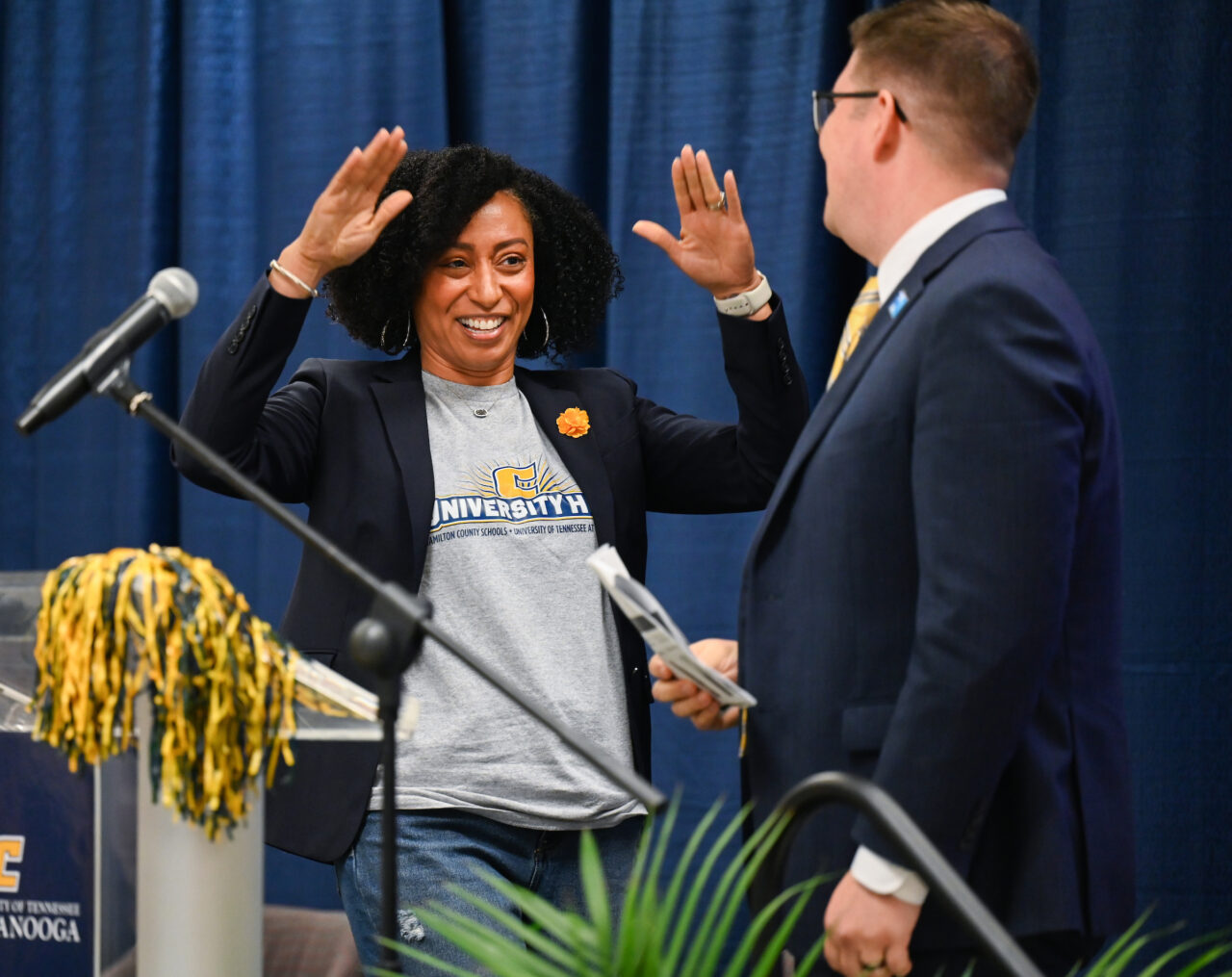 Students and their families attend the kickoff for University High on Thursday, April 27, 2023 in the Chattanooga Room.
