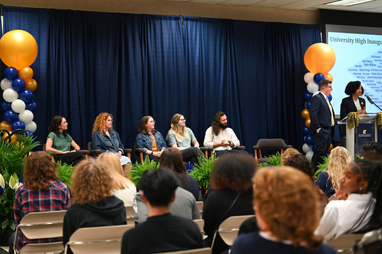 Students and their families attend the kickoff for University High on Thursday, April 27, 2023 in the Chattanooga Room.