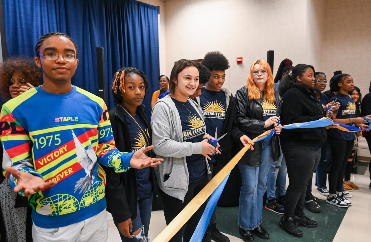 Students and their families attend the kickoff for University High on Thursday, April 27, 2023 in the Chattanooga Room.