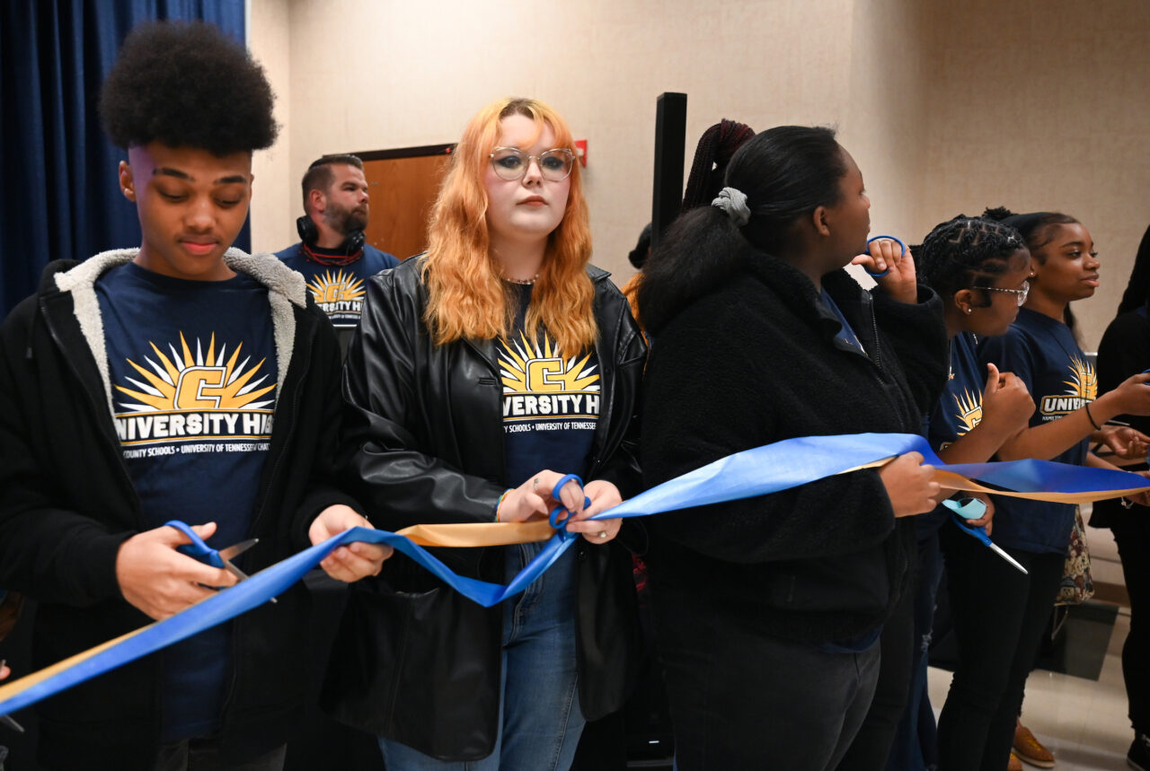 Students and their families attend the kickoff for University High on Thursday, April 27, 2023 in the Chattanooga Room.