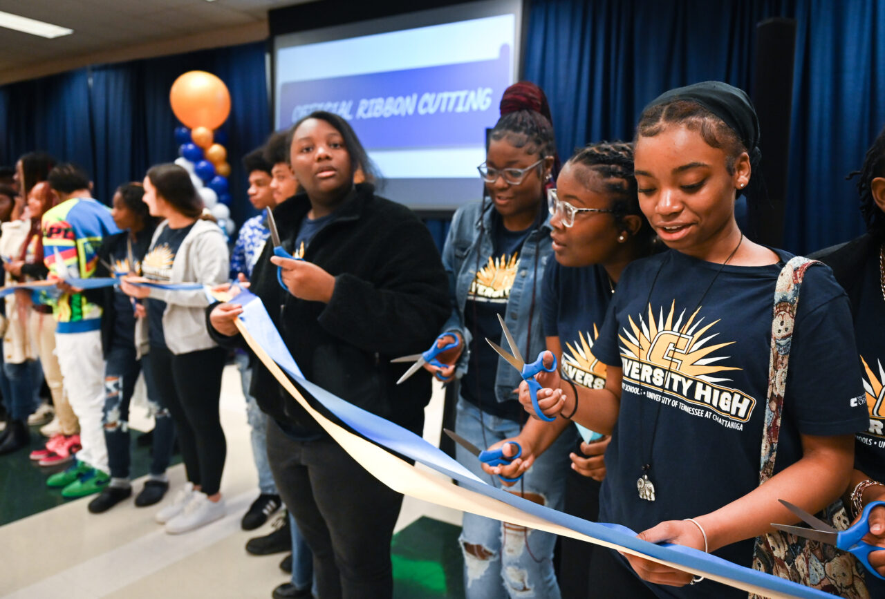 Students and their families attend the kickoff for University High on Thursday, April 27, 2023 in the Chattanooga Room.