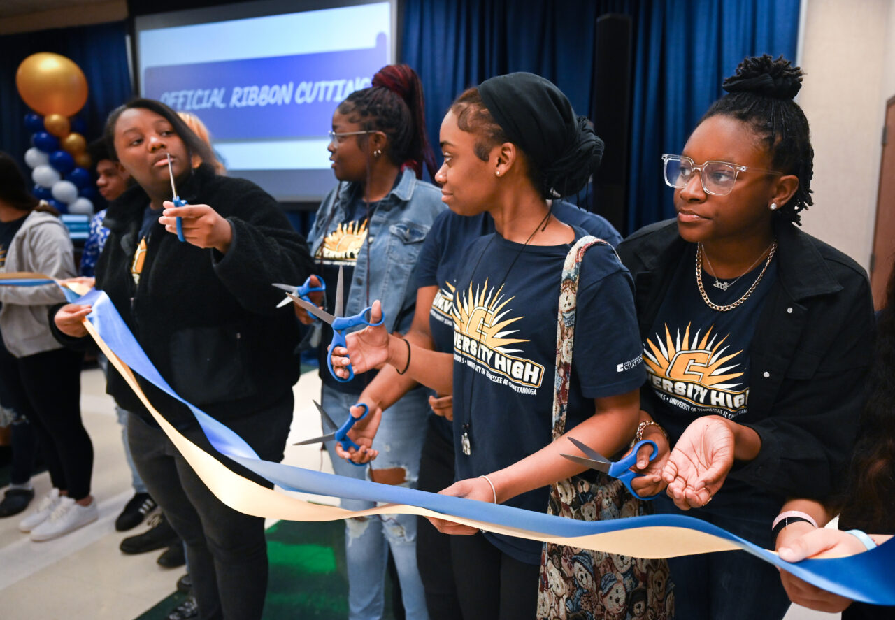 Students and their families attend the kickoff for University High on Thursday, April 27, 2023 in the Chattanooga Room.