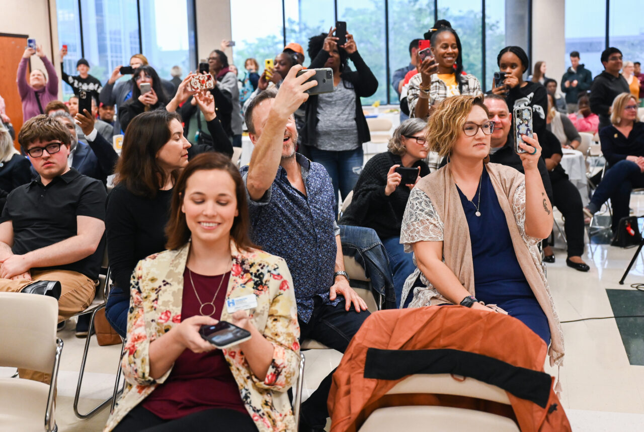 Students and their families attend the kickoff for University High on Thursday, April 27, 2023 in the Chattanooga Room.