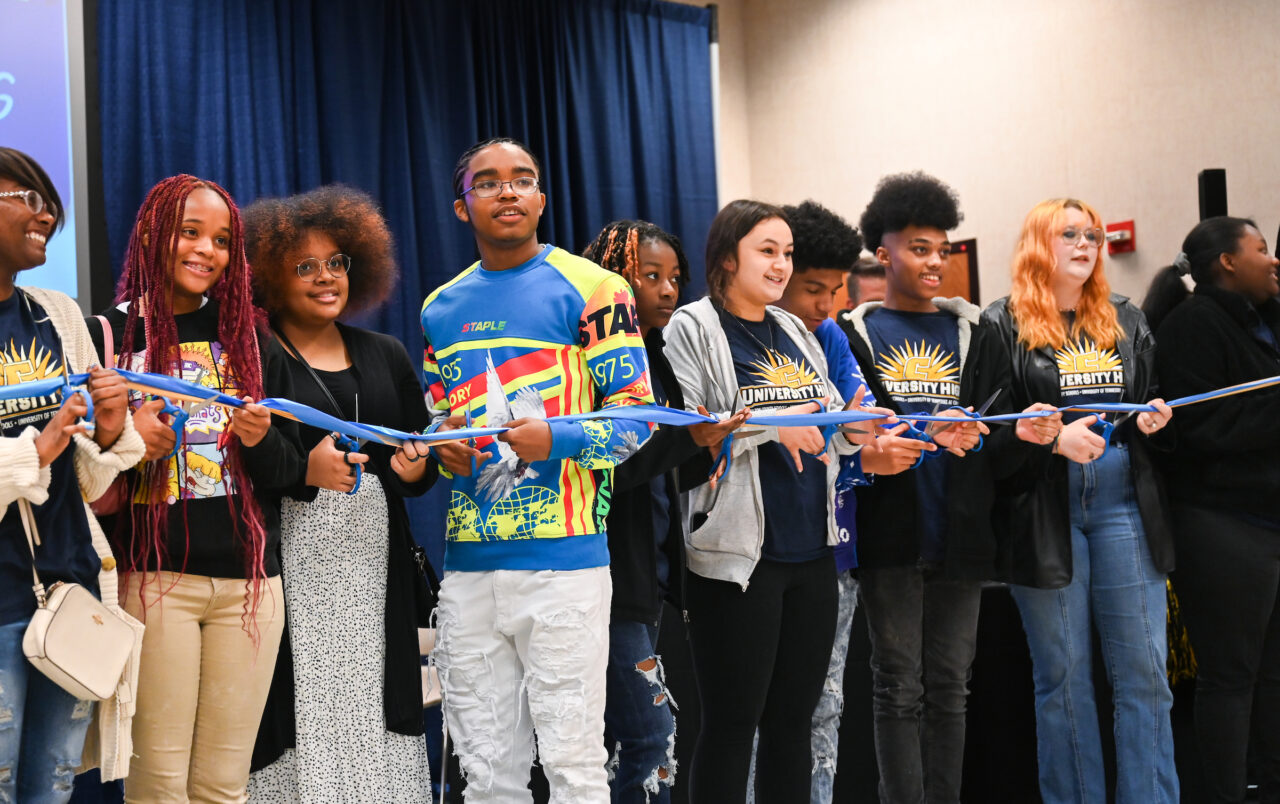 Students and their families attend the kickoff for University High on Thursday, April 27, 2023 in the Chattanooga Room.