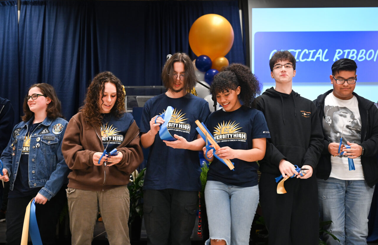 Students and their families attend the kickoff for University High on Thursday, April 27, 2023 in the Chattanooga Room.