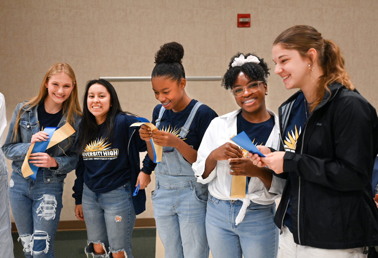 Students and their families attend the kickoff for University High on Thursday, April 27, 2023 in the Chattanooga Room.