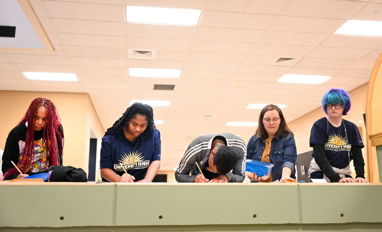 Students and their families attend the kickoff for University High on Thursday, April 27, 2023 in the Chattanooga Room.