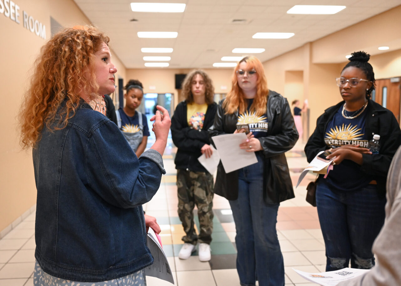 Students and their families attend the kickoff for University High on Thursday, April 27, 2023 in the Chattanooga Room.