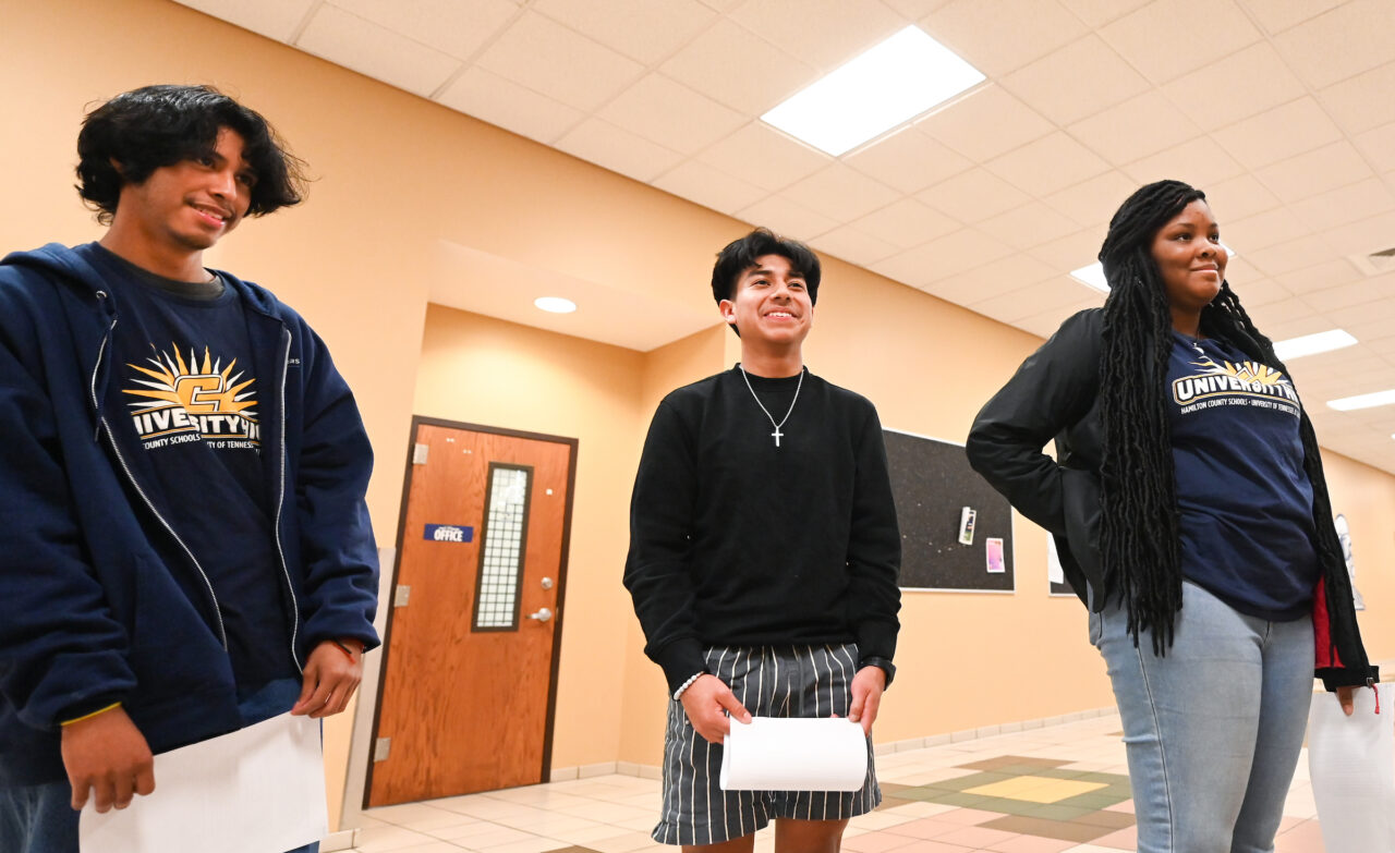Students and their families attend the kickoff for University High on Thursday, April 27, 2023 in the Chattanooga Room.