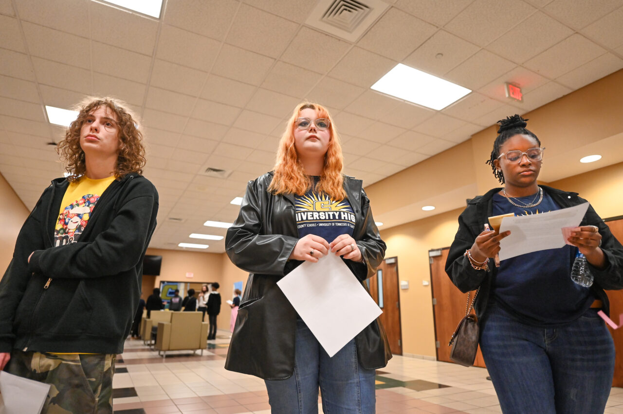 Students and their families attend the kickoff for University High on Thursday, April 27, 2023 in the Chattanooga Room.