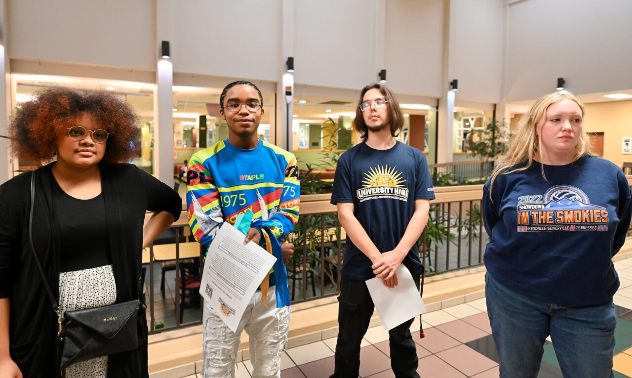 Students and their families attend the kickoff for University High on Thursday, April 27, 2023 in the Chattanooga Room.