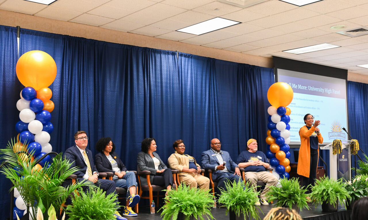 Students and their families attend the kickoff for University High on Thursday, April 27, 2023 in the Chattanooga Room.