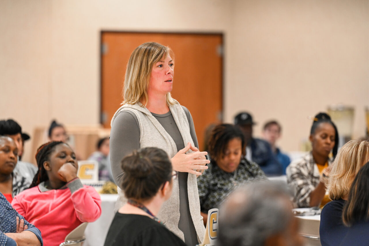 Students and their families attend the kickoff for University High on Thursday, April 27, 2023 in the Chattanooga Room.