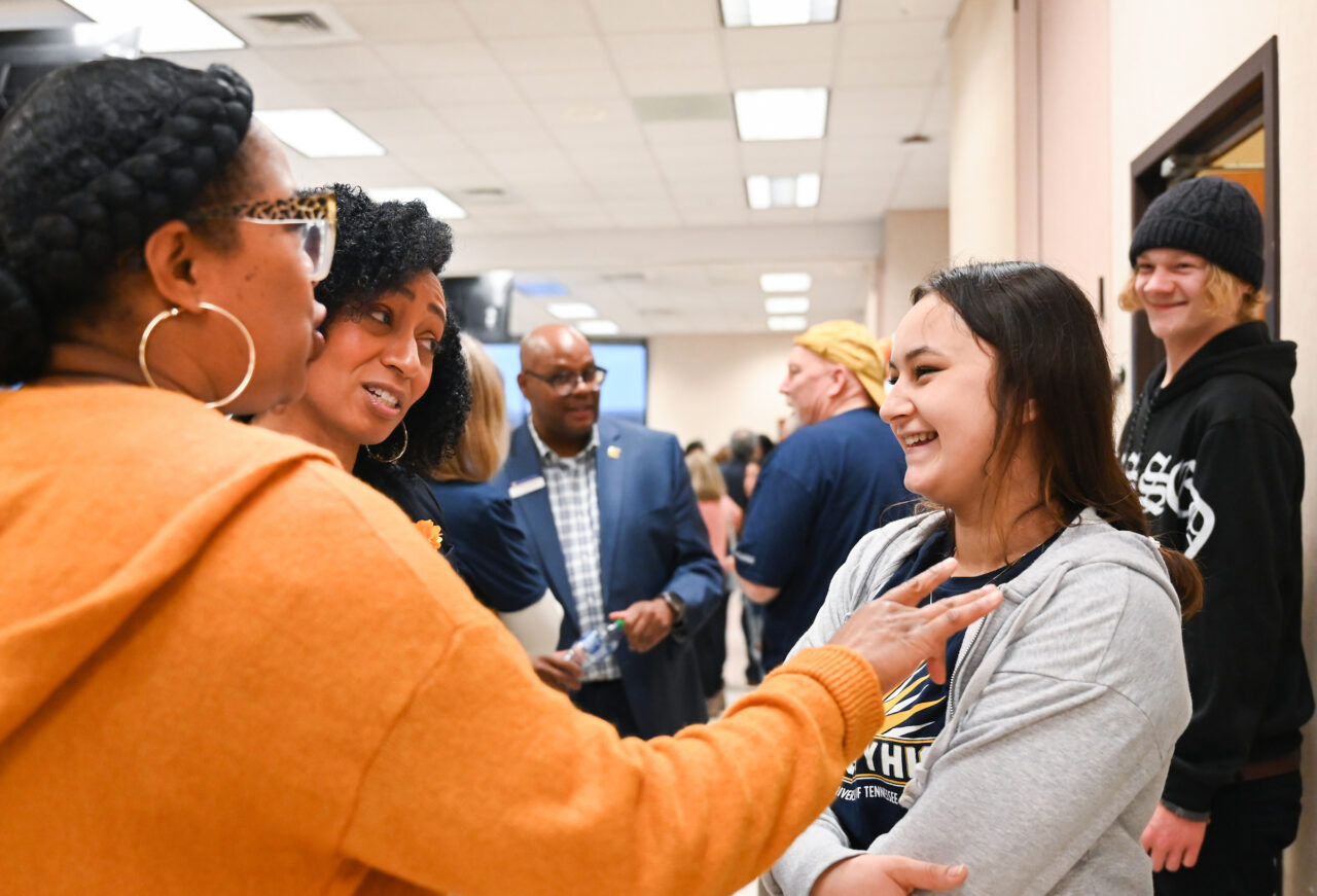 Students and their families attend the kickoff for University High on Thursday, April 27, 2023 in the Chattanooga Room.