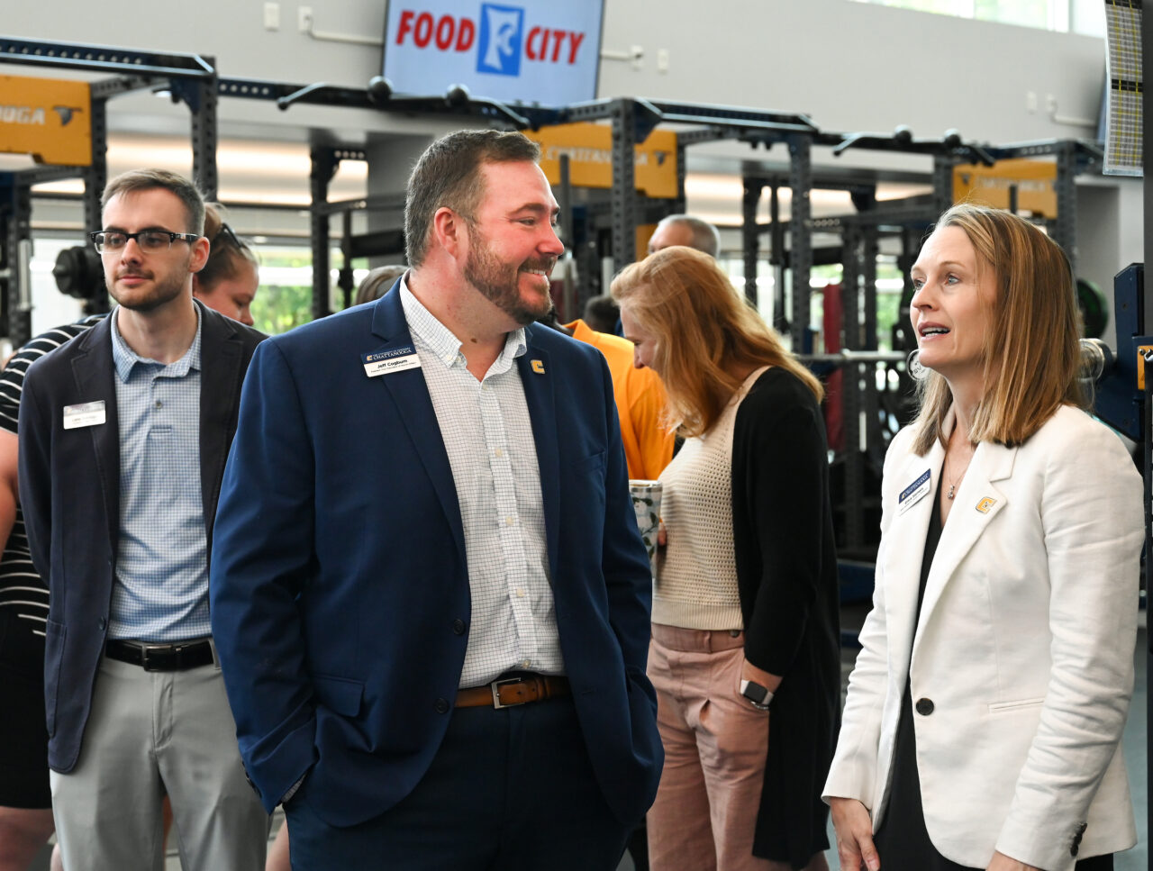 Food City and UTC representatives attend an event Thursday, May 25 in the Brenda Lawson Student-Athlete Success Center to announce that Food City will be funding a Fueling Station featuring healthy food options for athletes.