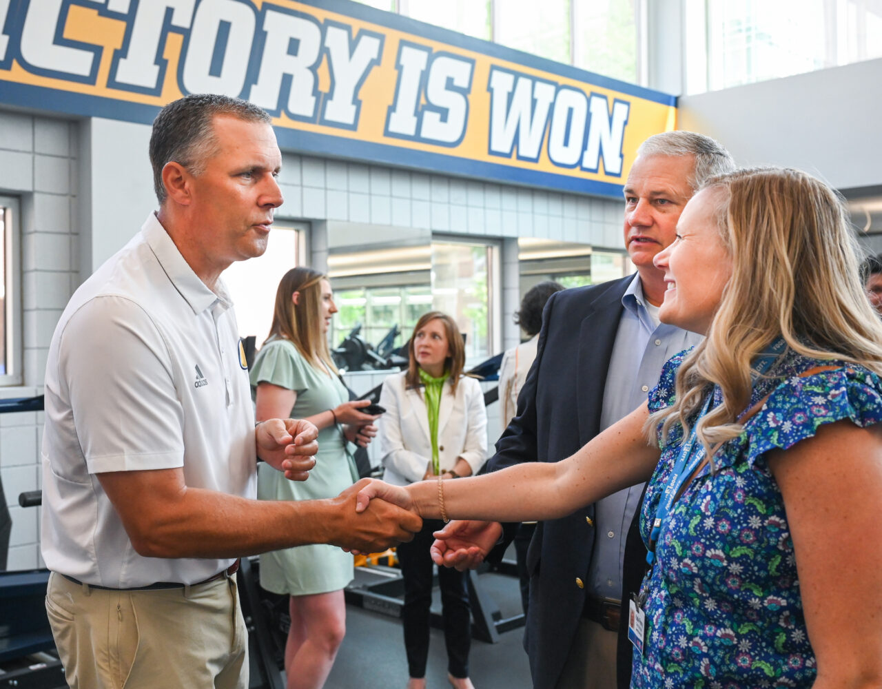 Food City and UTC representatives attend an event Thursday, May 25 in the Brenda Lawson Student-Athlete Success Center to announce that Food City will be funding a Fueling Station featuring healthy food options for athletes.
