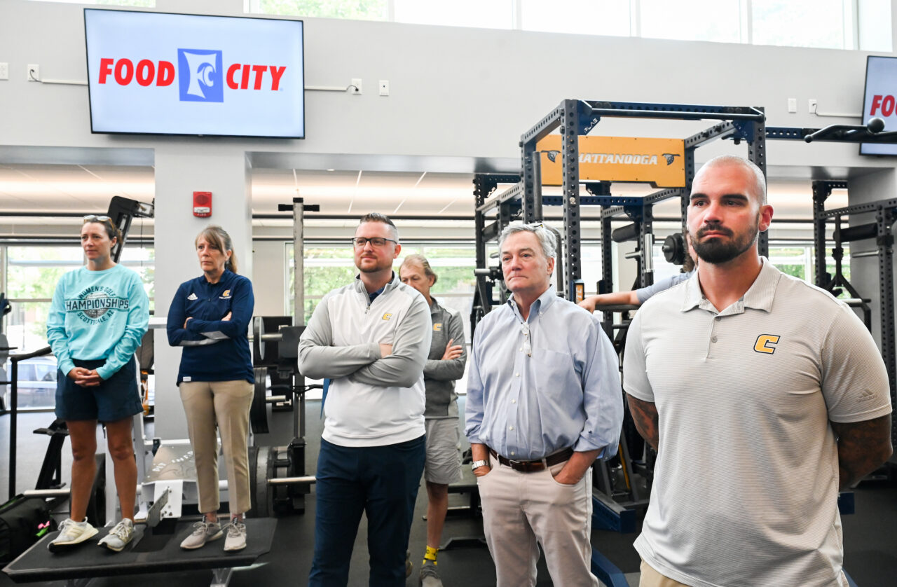 Food City and UTC representatives attend an event Thursday, May 25 in the Brenda Lawson Student-Athlete Success Center to announce that Food City will be funding a Fueling Station featuring healthy food options for athletes.