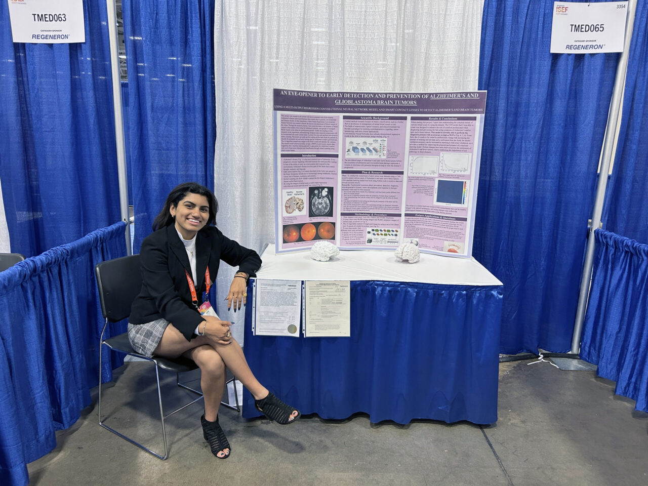 Anya Parambath, a student at Girls Preparatory School, was an ISEF finalist for her project titled "An Eye-Opener to Early Detection and Prevention of Alzheimer's and Glioblastoma Brain Tumors" (photo credit: Rachael Davis).