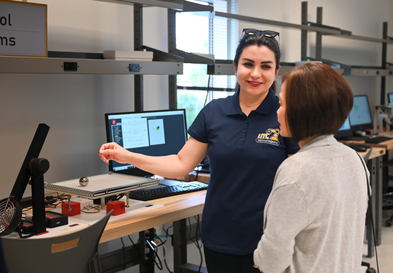 People attend the opening of the second mechatronics laboratory—the Robotics, Intelligent Systems and Control Lab, Thursday, May 4, 2023 in Engineering and Computer Science building.