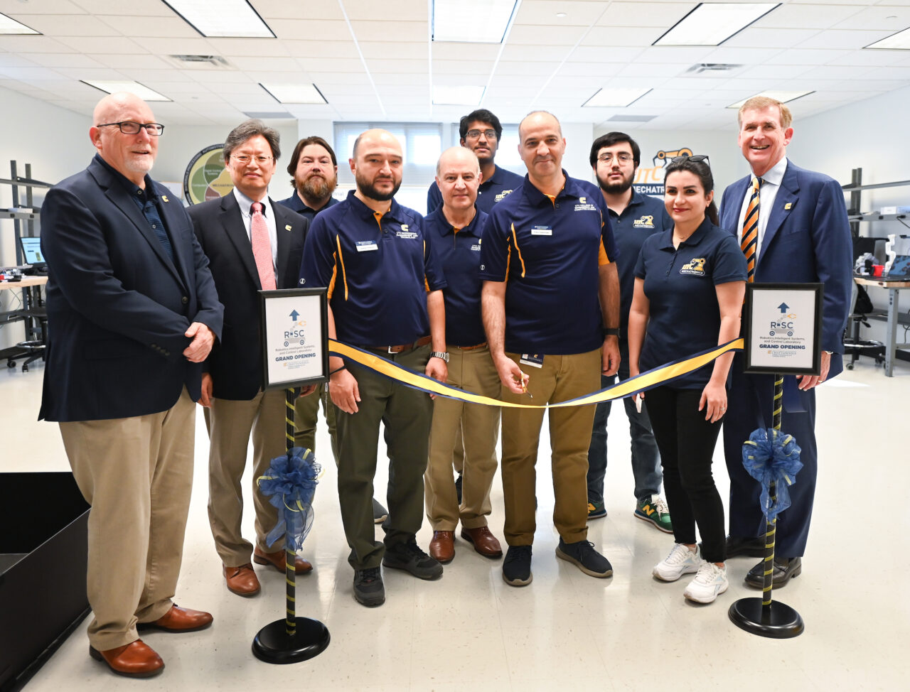 People attend the opening of the second mechatronics laboratory—the Robotics, Intelligent Systems and Control Lab, Thursday, May 4, 2023 in Engineering and Computer Science building.