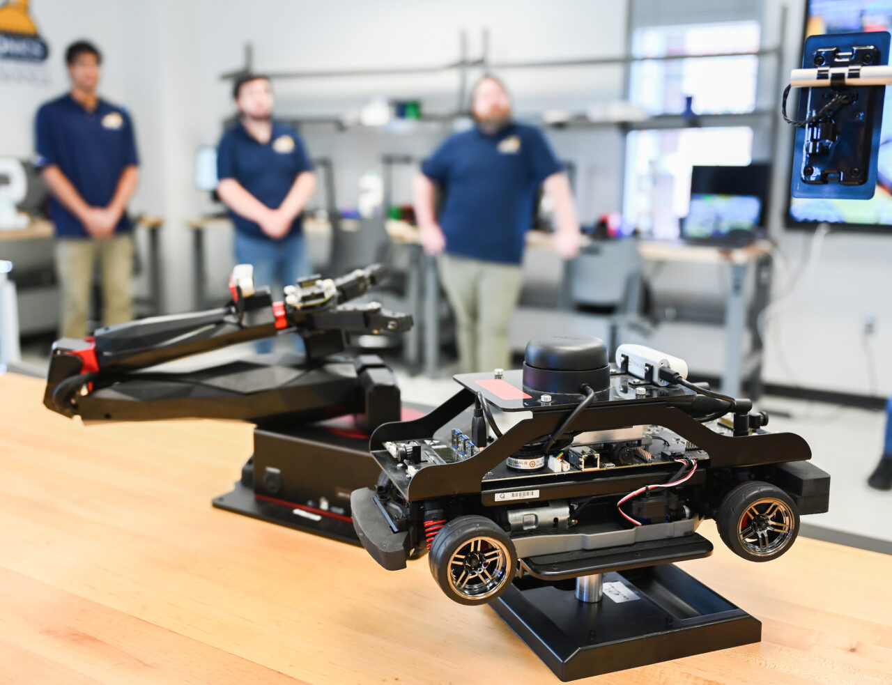 People attend the opening of the second mechatronics laboratory—the Robotics, Intelligent Systems and Control Lab, Thursday, May 4, 2023 in Engineering and Computer Science building.