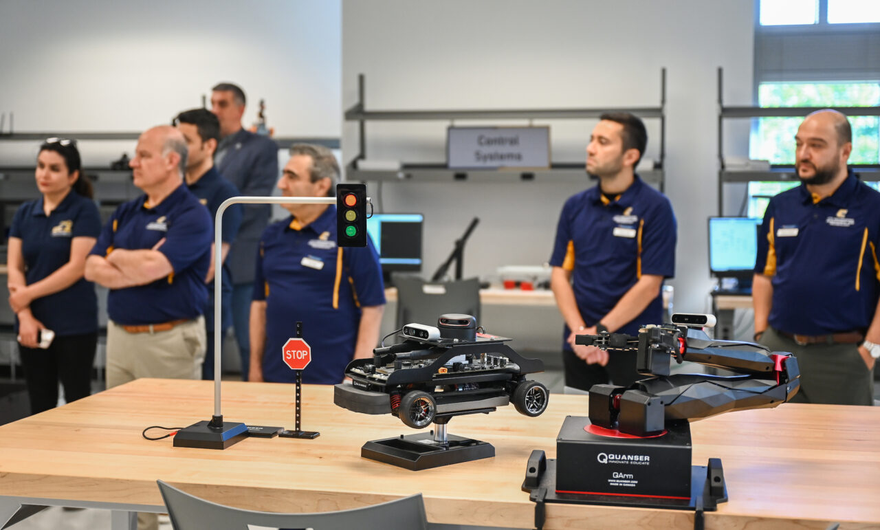 People attend the opening of the second mechatronics laboratory—the Robotics, Intelligent Systems and Control Lab, Thursday, May 4, 2023 in Engineering and Computer Science building.