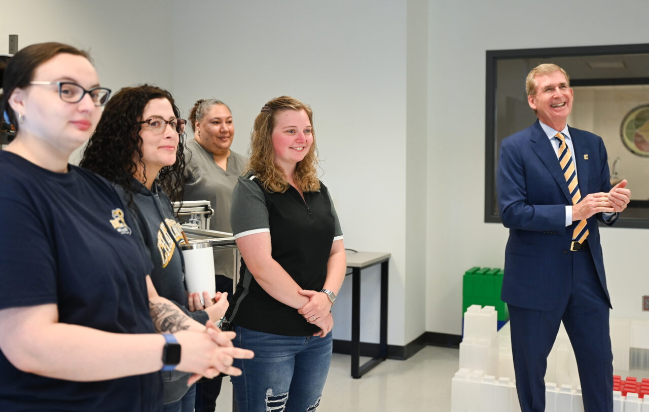 People attend the opening of the second mechatronics laboratory—the Robotics, Intelligent Systems and Control Lab, Thursday, May 4, 2023 in Engineering and Computer Science building.