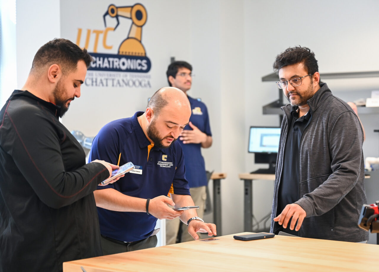 People attend the opening of the second mechatronics laboratory—the Robotics, Intelligent Systems and Control Lab, Thursday, May 4, 2023 in Engineering and Computer Science building.