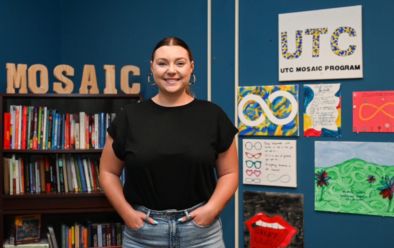 Hayleigh Weissenbach is a campus coordinator for the Mosaic program in the Disability Resource Center. Photo by Angela Foster.