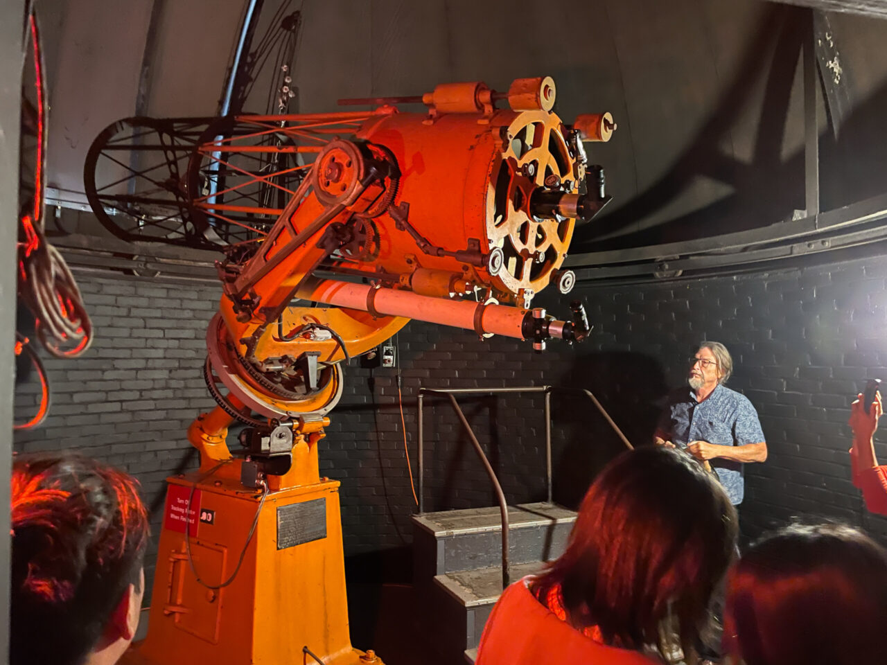 Most of the 20.5-inch telescope in the Clarence T. Jones Observatory, which opened in 1936, was constructed in the building’s basement.
