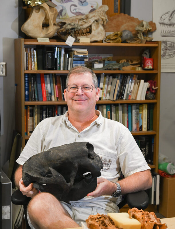 Dr. Timothy Gaudin and some of his animal skeletons