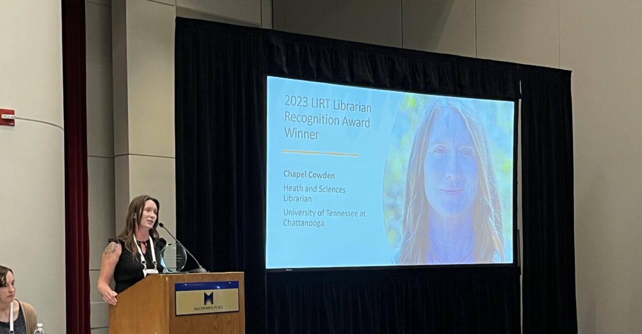 Chapel Cowden received the Librarian Recognition Award at the annual American Library Association conference (photo credit: Victor Baeza).