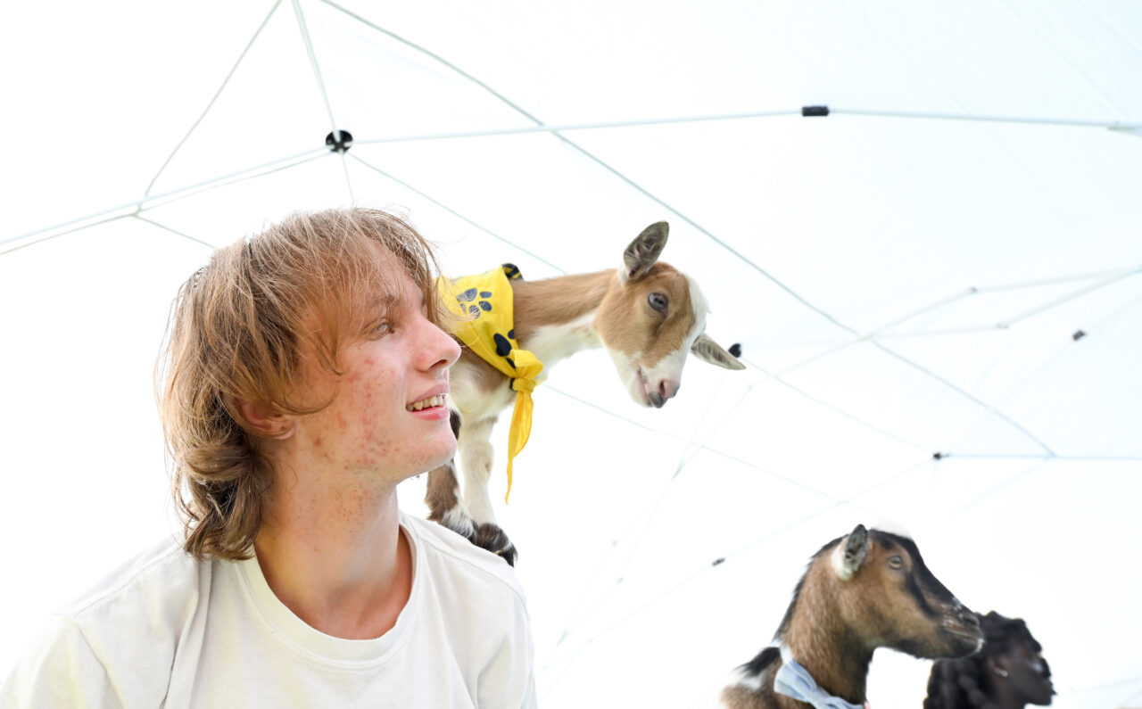 Goat Yoga, Wednesday, Aug. 23, 2023 on Chamberlain Field.