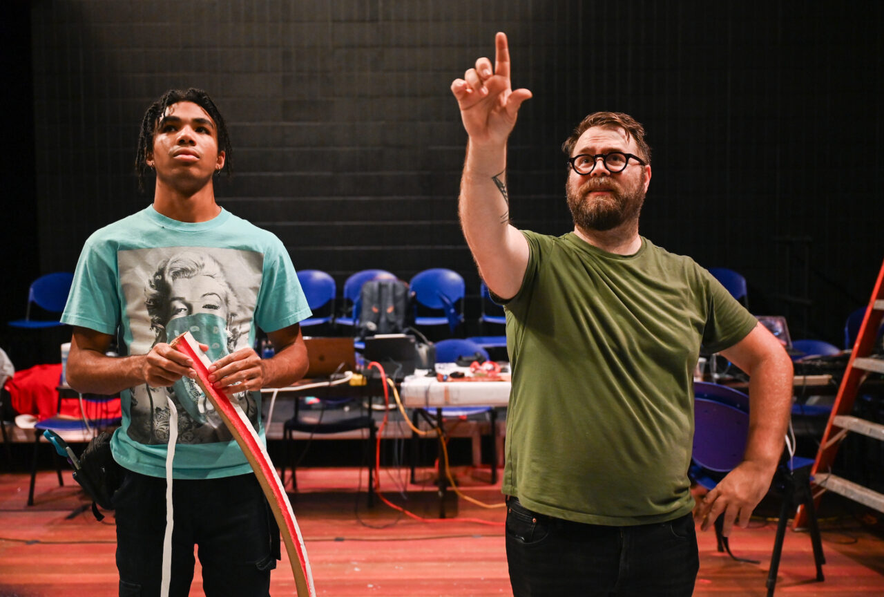 LEAR set designer Lio Mercedes Sosa. left, and 2011 UTC graduate Blake Harris, Obvious Dad theatre company's artistic director.