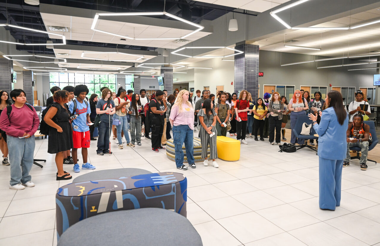University High students participate in activities Wednesday, Aug. 9, 2023 during their first day on campus.
